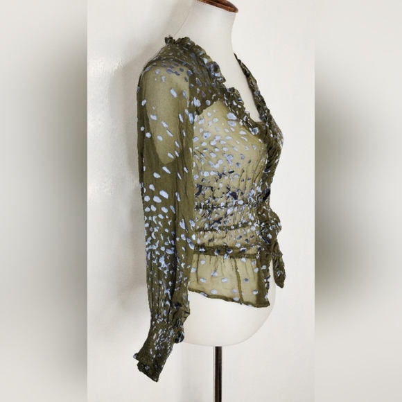 SHEER CUT VELVET CHIFFON BLOUSE - Picture 9 of 10